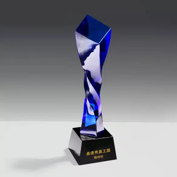 Corporate Awards & Custom Trophies Singapore 1 Blue crystal corporate trophy